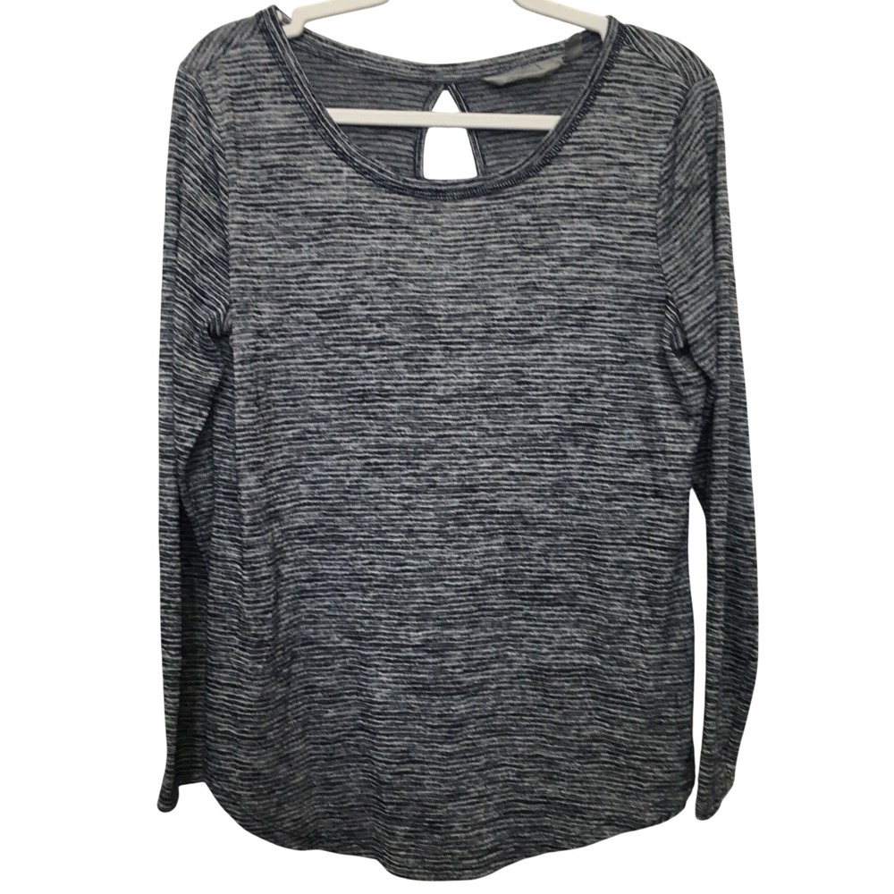 Athleta Space Dye Back Cutout Long Sleeve Top Medium Gray Athleisure Yoga Casual